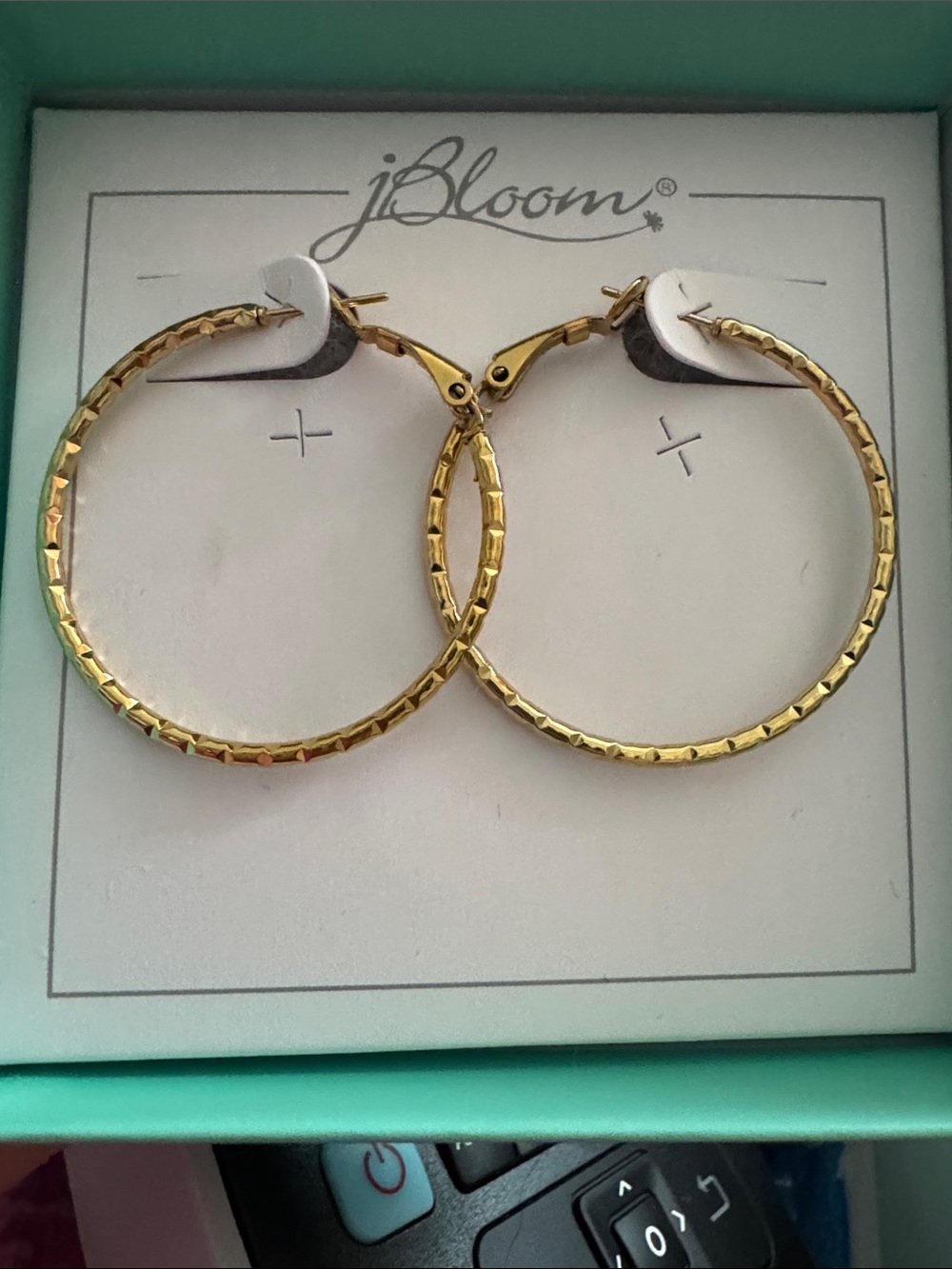 bloom Gold Stainless Faceted Textured Hoop Earrings Women’s Fashion Jewelry